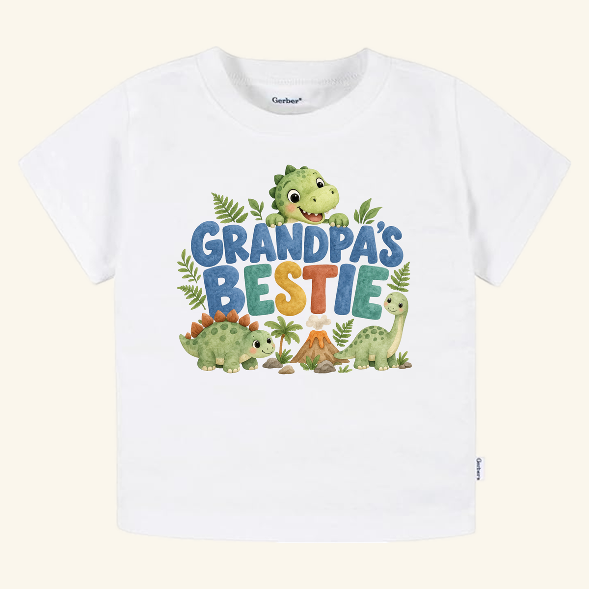 Grandpa’s Bestie Toddler Shirt – Cute Dinosaur Grandpa Tee