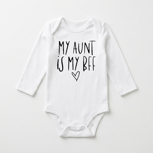 Long-Sleeve Aunt Baby Onesie – My Aunt Is My BFF Bodysuit