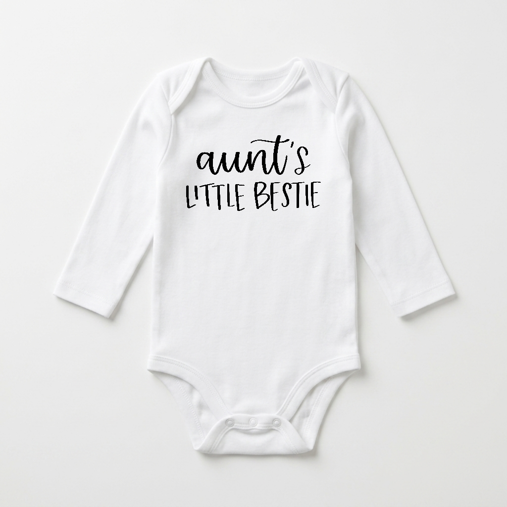 Long-Sleeve Aunt Baby Onesie – Aunt’s Little Bestie Bodysuit