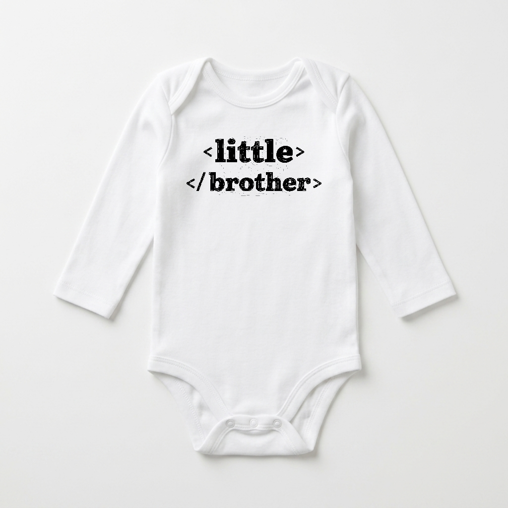 Long-Sleeve Little Brother Baby Onesie – HTML Code Sibling Bodysuit
