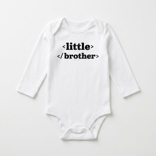 Long-Sleeve Little Brother Baby Onesie – HTML Code Sibling Bodysuit