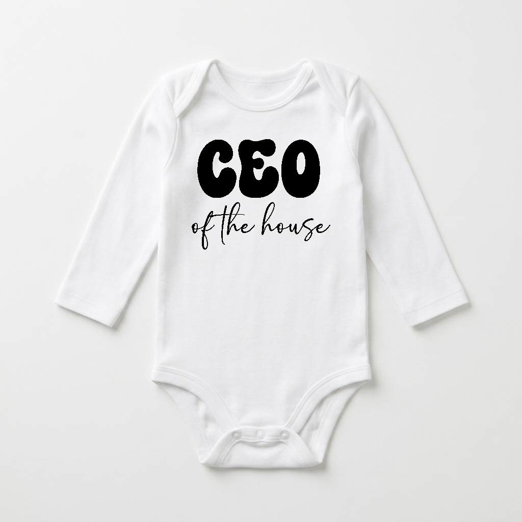 Long-Sleeve Funny Baby Onesie – CEO of the House Bodysuit