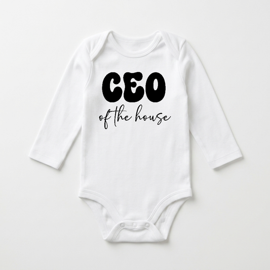 Long-Sleeve Funny Baby Onesie – CEO of the House Bodysuit