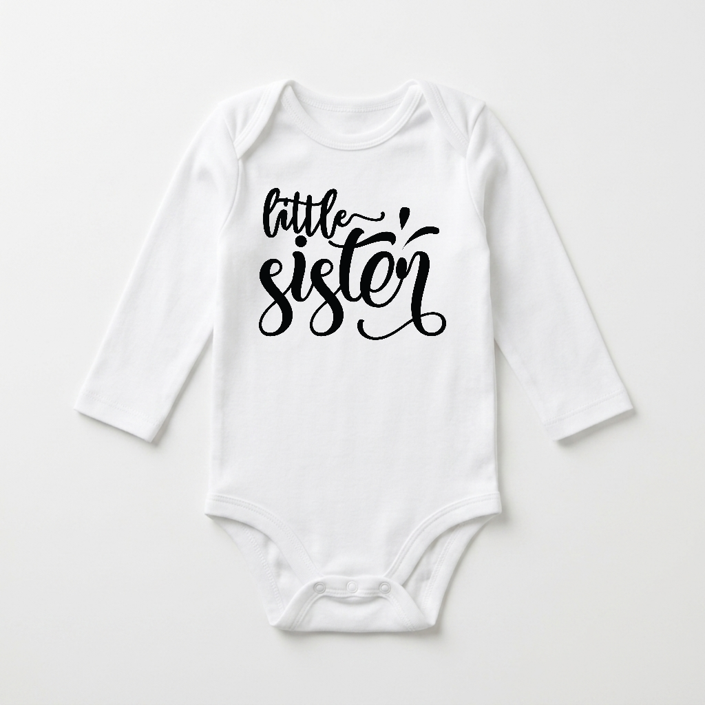 Long-Sleeve Little Sister Baby Onesie – Sibling Bodysuit