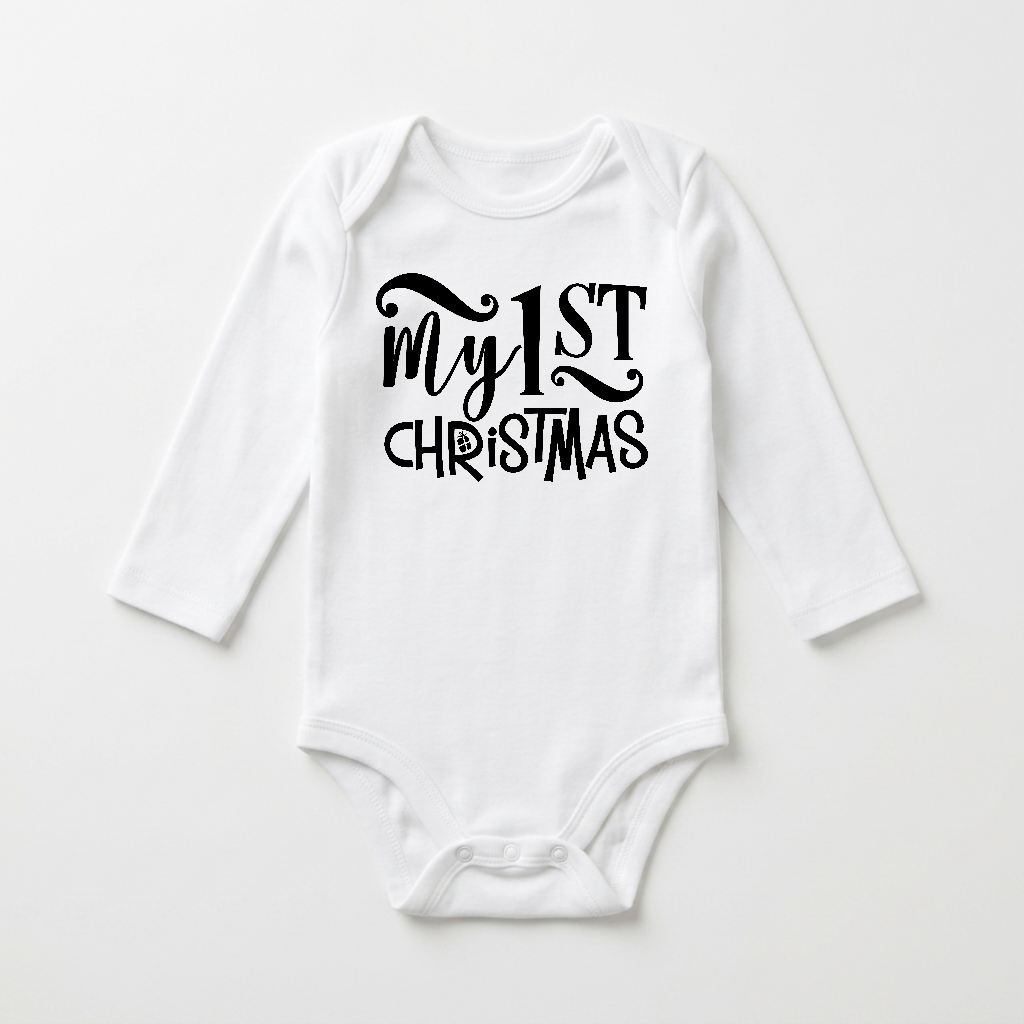 Long-Sleeve Baby’s First Christmas Onesie – My 1st Christmas Bodysuit