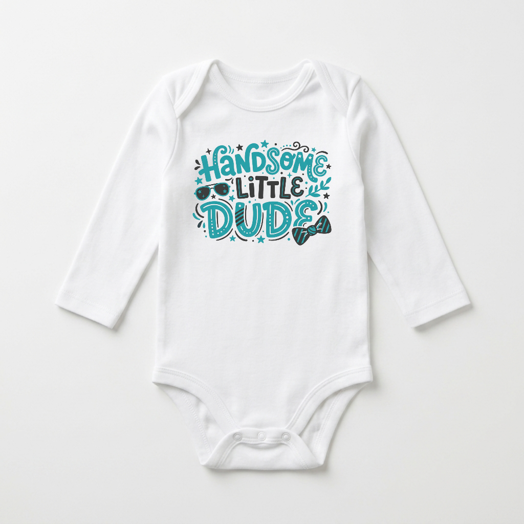 Long-Sleeve Baby Boy Onesie – Handsome Little Dude Bodysuit