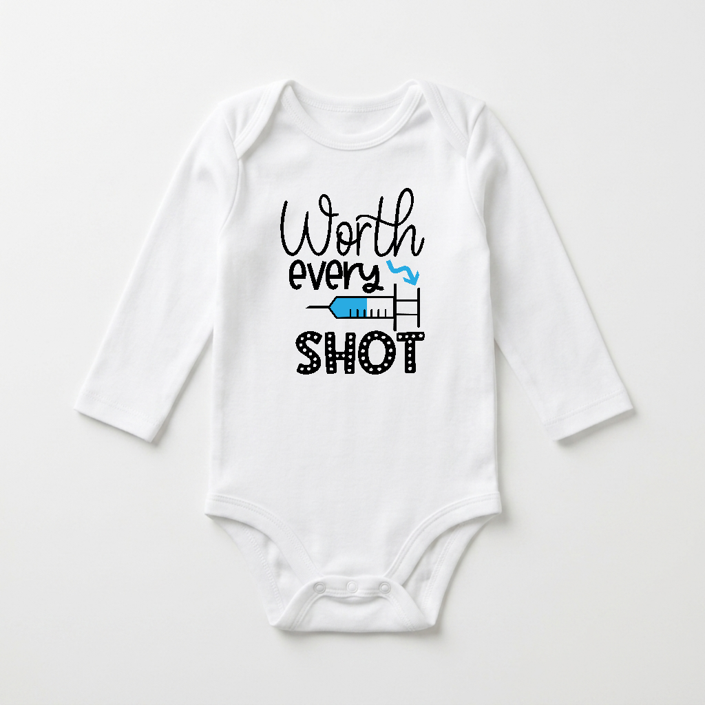Long-Sleeve IVF Baby Onesie – Worth Every Shot Bodysuit