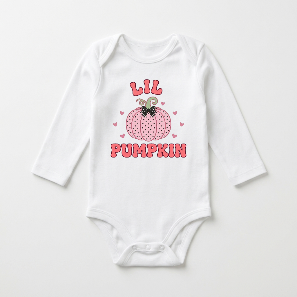 Long-Sleeve Pumpkin Baby Onesie for Girls – Lil Pumpkin Bodysuit