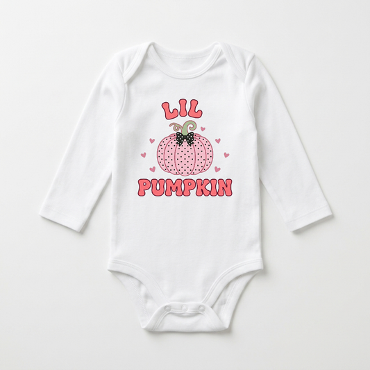Long-Sleeve Pumpkin Baby Onesie for Girls – Lil Pumpkin Bodysuit