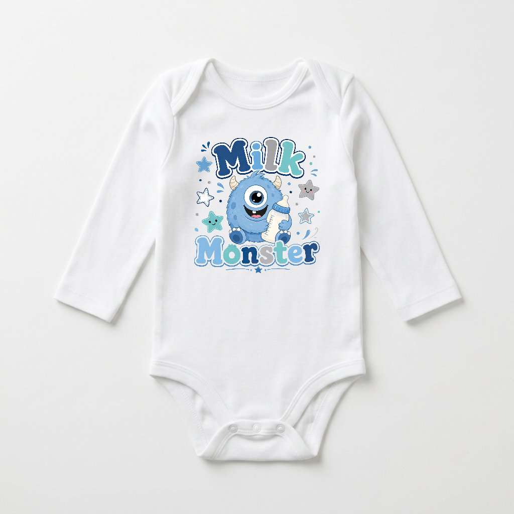 Long-Sleeve Funny Baby Onesie – Milk Monster Bodysuit