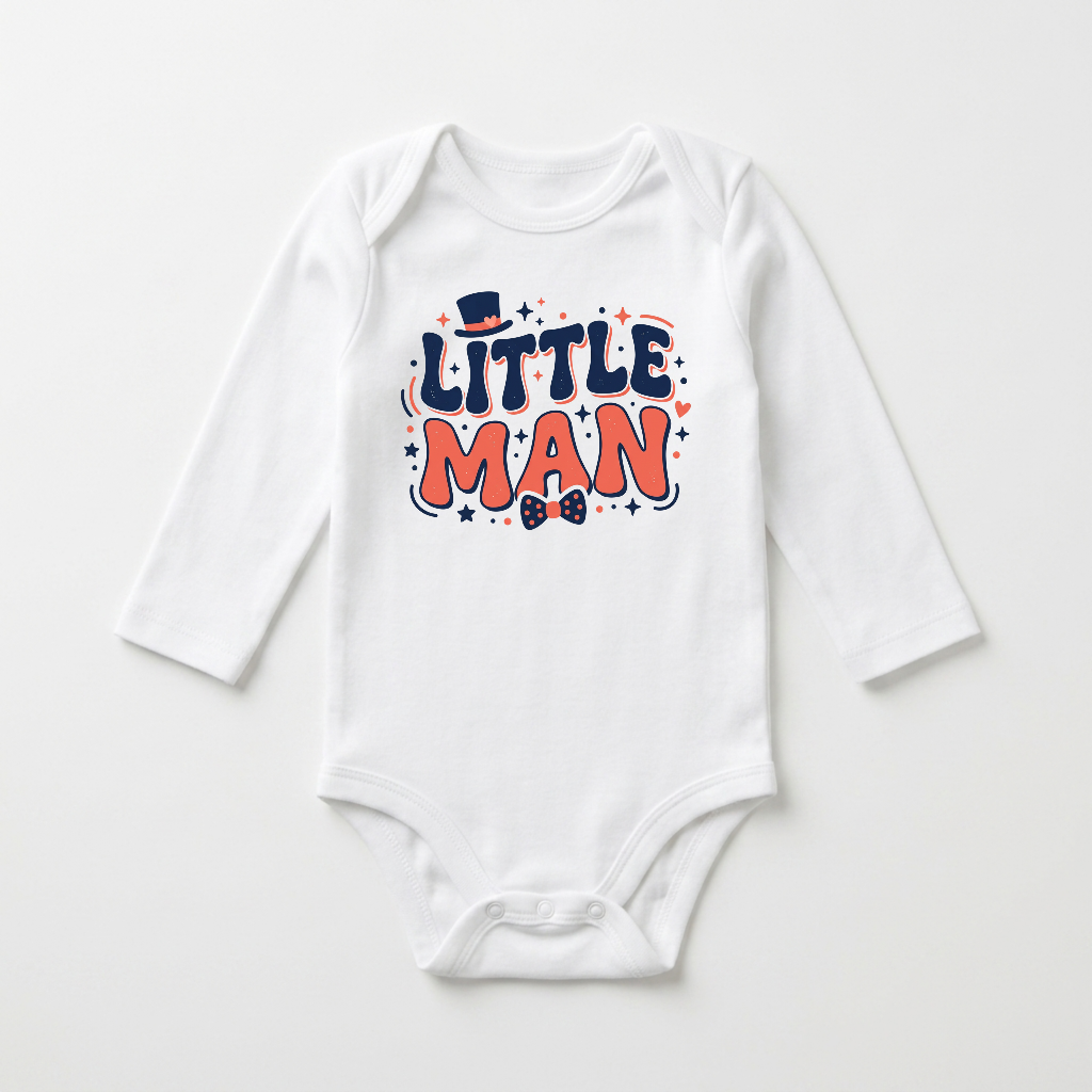 Long-Sleeve Baby Boy Onesie – Little Man Dapper Bodysuit