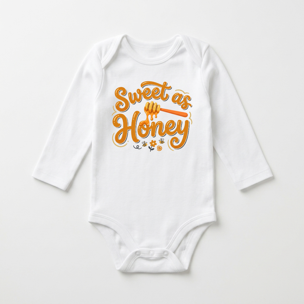 Long-Sleeve Unisex Baby Bee Onesie – Sweet as Honey Amber Bodysuit