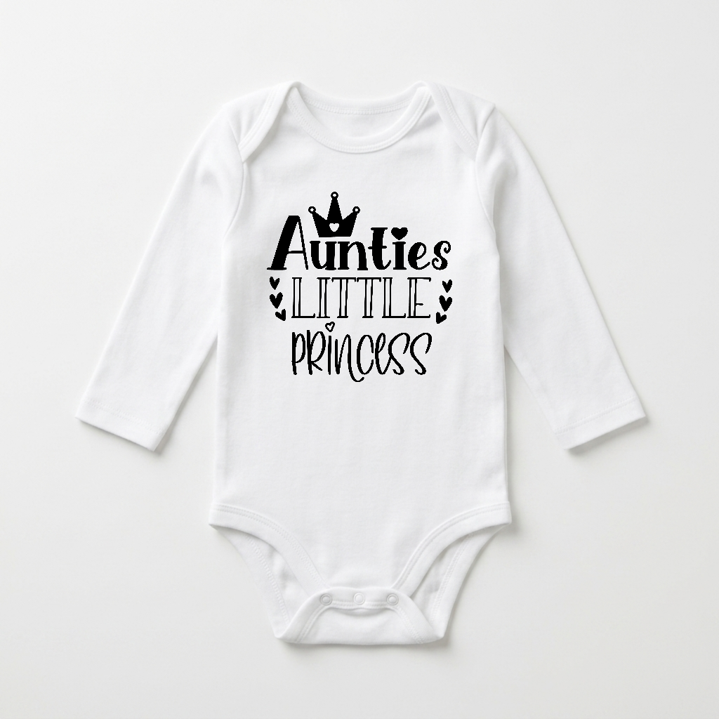 Long-Sleeve Aunt Baby Onesie – Auntie’s Little Princess Crown Bodysuit