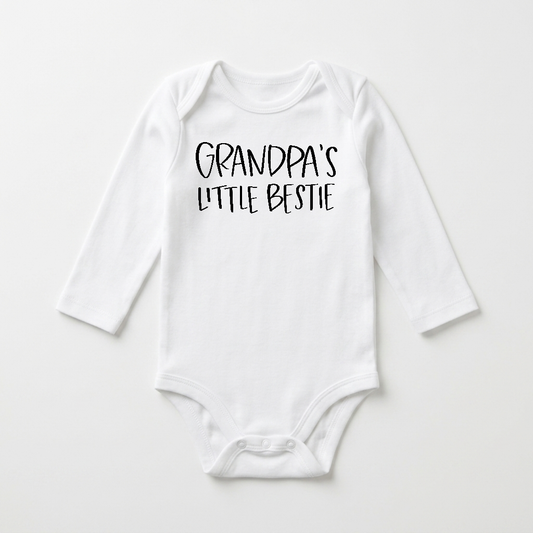 Long-Sleeve Grandpa Baby Onesie – Grandpa’s Little Bestie Bodysuit