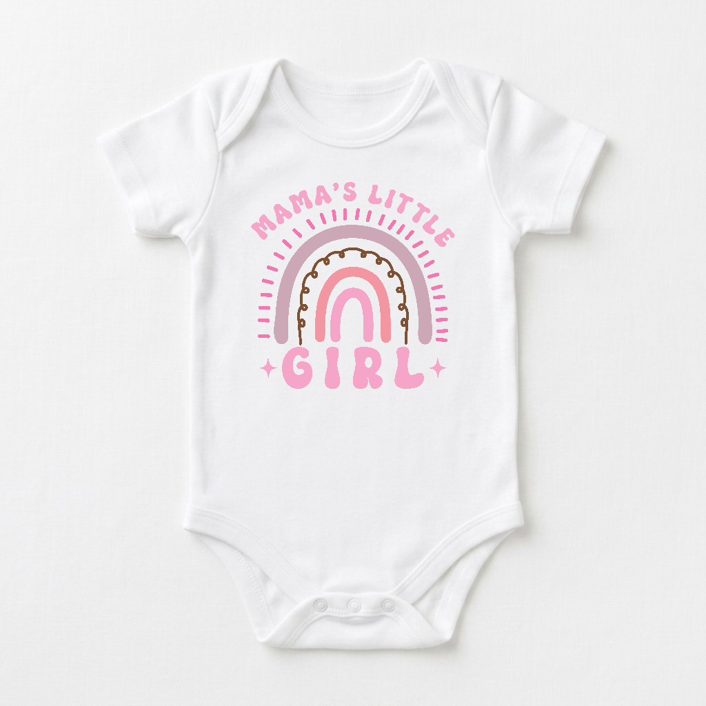 Baby Girl Onesie – Mama’s Little Girl Boho Rainbow Short-Sleeve Bodysuit
