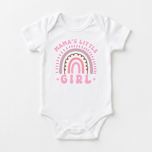 Baby Girl Onesie – Mama’s Little Girl Boho Rainbow Short-Sleeve Bodysuit