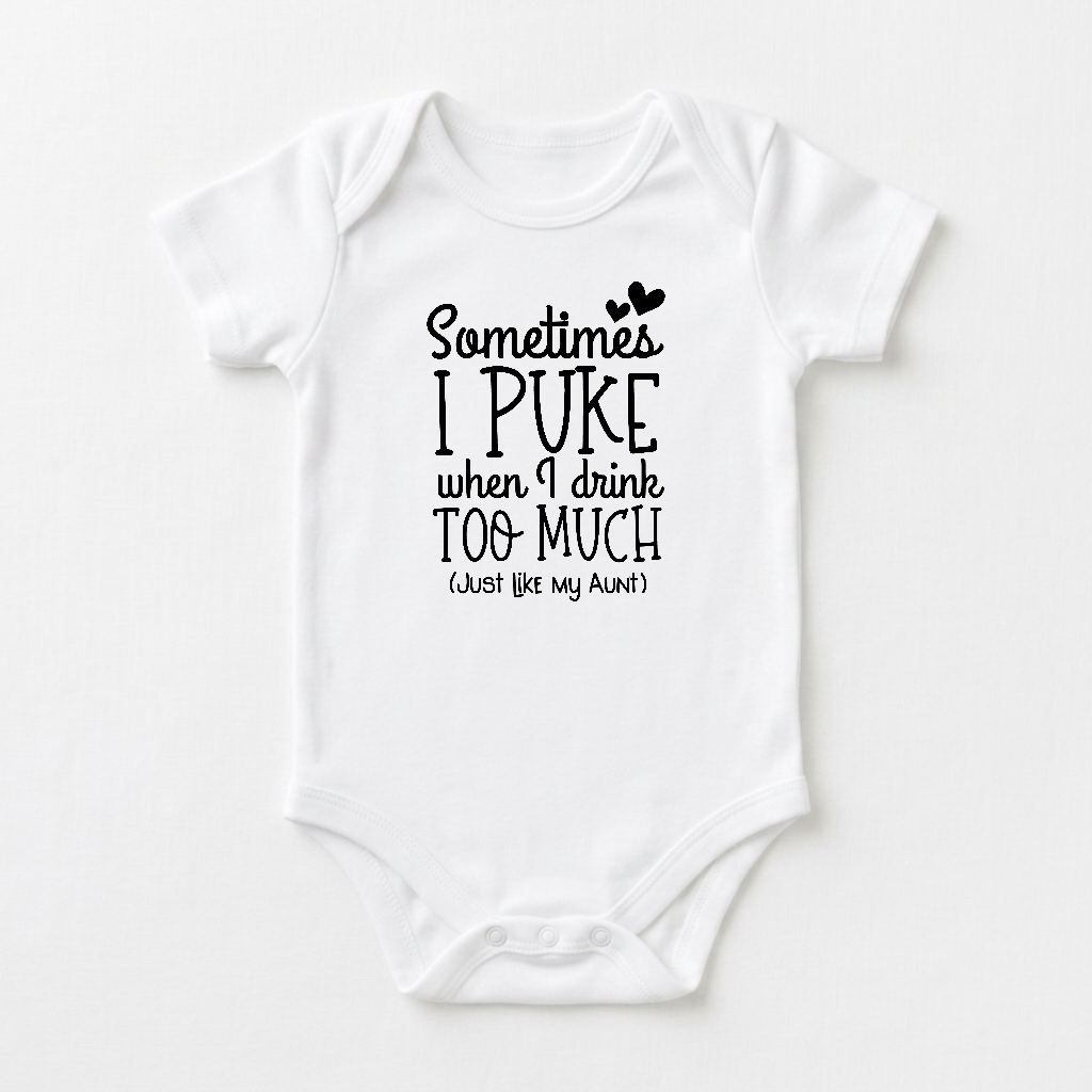 Funny Aunt Baby Onesie – Sometimes I Puke Short-Sleeve Bodysuit