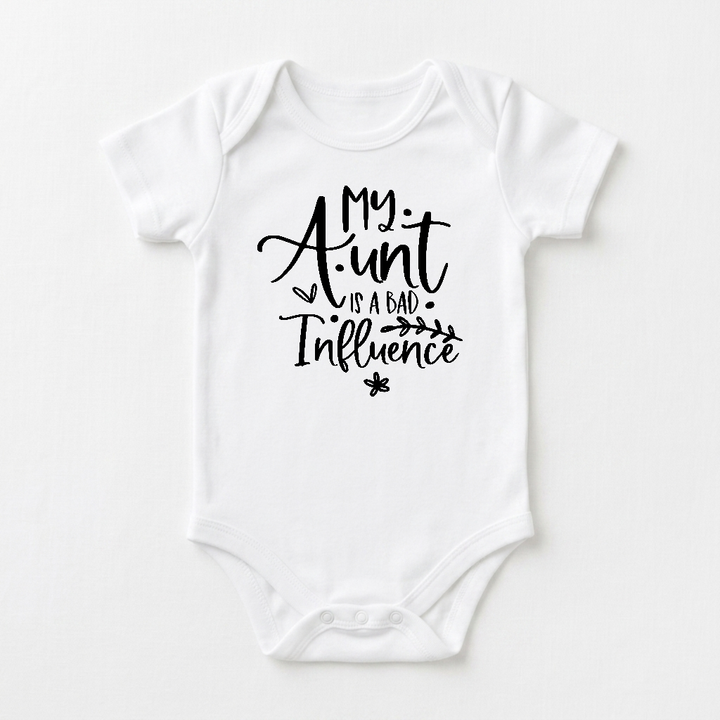Funny Aunt Baby Onesie – My Aunt Is a Bad Influence Short-Sleeve Bodysuit