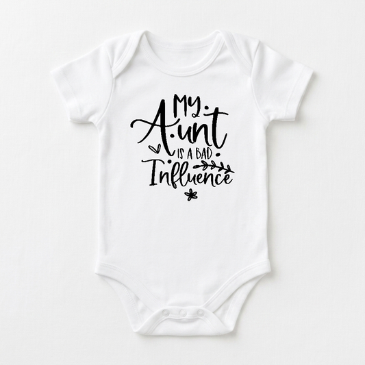 Funny Aunt Baby Onesie – My Aunt Is a Bad Influence Short-Sleeve Bodysuit