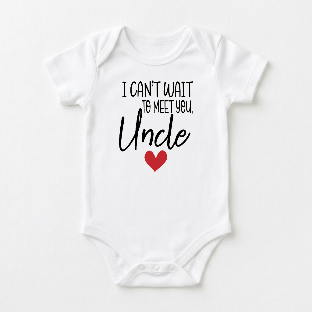 Uncle Pregnancy Announcement Baby Onesie – Can’t Wait to Meet You Short-Sleeve Bodysuit