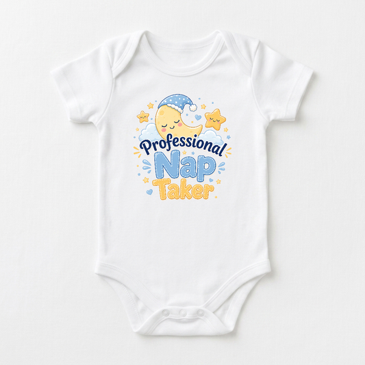 Funny Baby Onesie – Professional Nap Taker Short-Sleeve Bodysuit