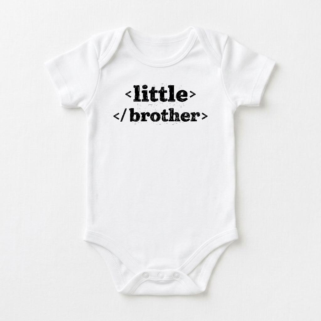 Little Brother Baby Onesie – HTML Code Short-Sleeve Sibling Bodysuit