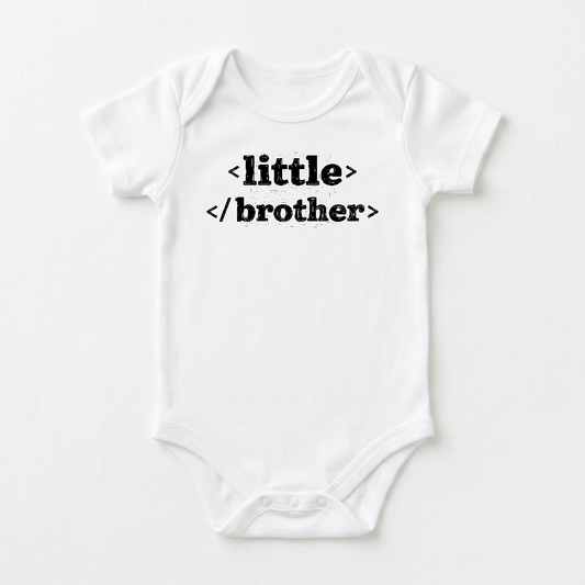 Little Brother Baby Onesie – HTML Code Short-Sleeve Sibling Bodysuit
