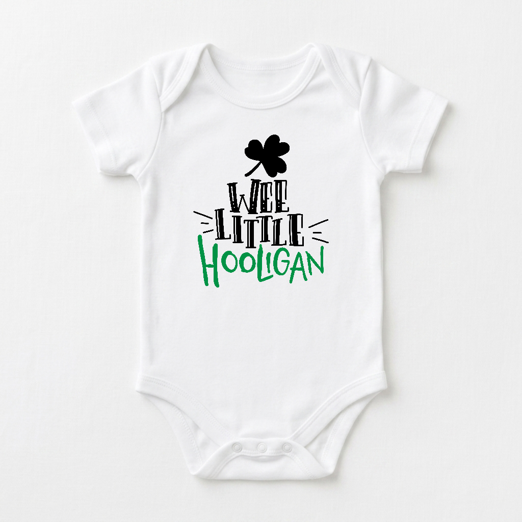 St. Patrick’s Day Baby Onesie – Wee Little Hooligan Short-Sleeve Bodysuit