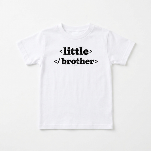 Little Brother Toddler Shirt – HTML Code Sibling Announcement Tee