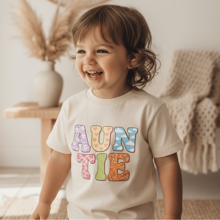 Auntie Patchwork Toddler Shirt – Colorful Family Tee - Toodleroos