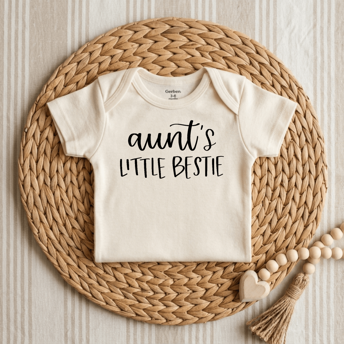 Aunt's Little Bestie Baby Onesie – Handwritten Aunt Bodysuit - Toodleroos