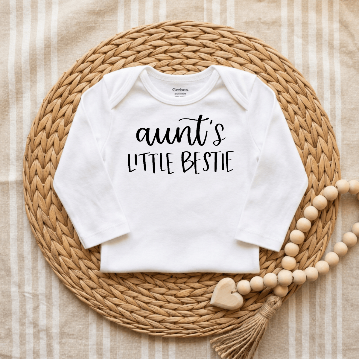 Aunt's Little Bestie Baby Onesie – Handwritten Aunt Bodysuit - Toodleroos