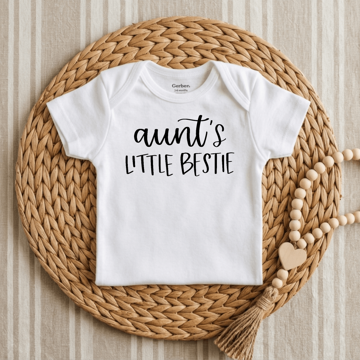 Aunt's Little Bestie Baby Onesie – Handwritten Aunt Bodysuit - Toodleroos