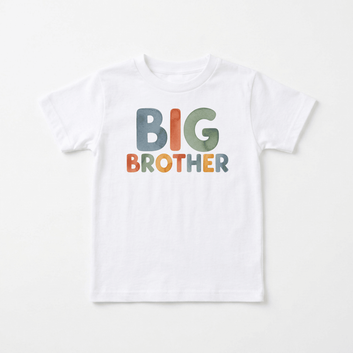 The Toodleroos Big Brother Toddler Shirt features a colorful retro design with “BIG BROTHER” printed in bold, vibrant letters on a white children’s tee—perfect as a toddler shirt or for making a fun pregnancy announcement.