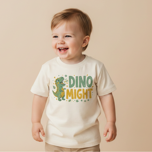 Funny Dinosaur Toddler Shirt – Dino Might Roaring Dinosaur Tee