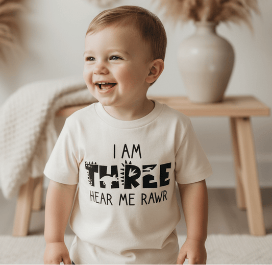 I Am Three Hear Me Rawr Toddler Shirt – Dinosaur 3rd Birthday Tee - Toodleroos