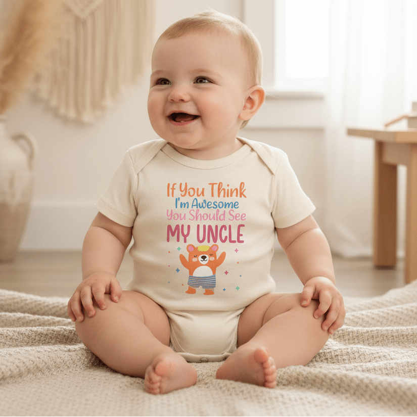 If You Think I'm Awesome See My Uncle Baby Onesie – Funny Bear Bodysuit - Toodleroos