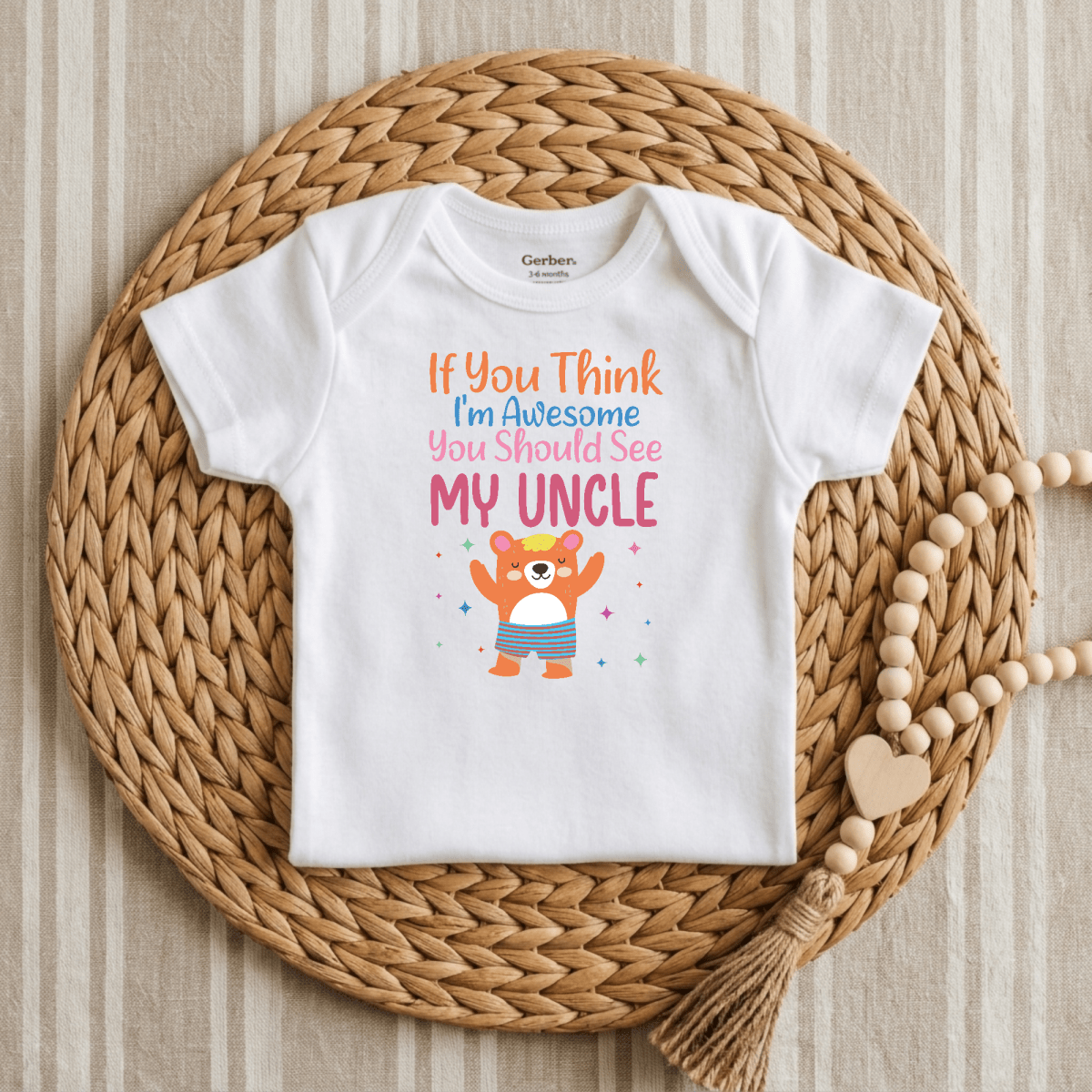 If You Think I'm Awesome See My Uncle Baby Onesie – Funny Bear Bodysuit - Toodleroos