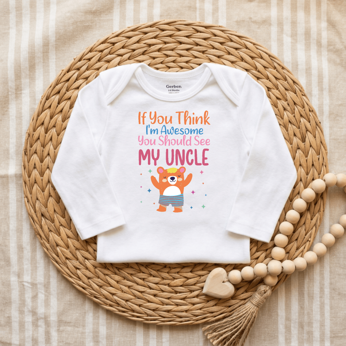 If You Think I'm Awesome See My Uncle Baby Onesie – Funny Bear Bodysuit - Toodleroos