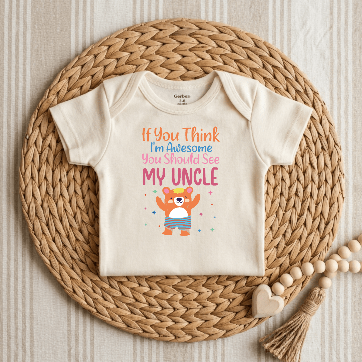 If You Think I'm Awesome See My Uncle Baby Onesie – Funny Bear Bodysuit - Toodleroos
