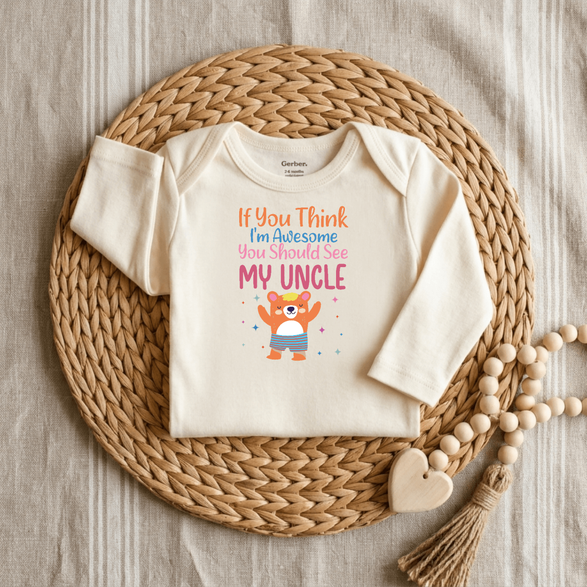 If You Think I'm Awesome See My Uncle Baby Onesie – Funny Bear Bodysuit - Toodleroos