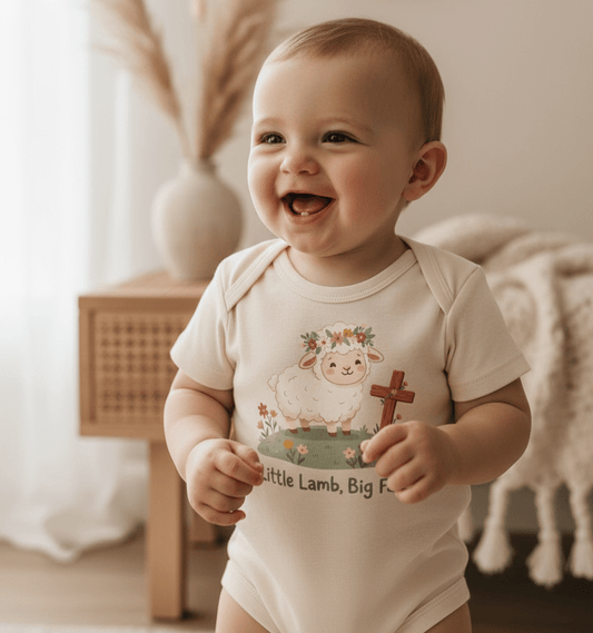 Little Lamb Big Faith Onesie – Baby Girl Faith Bodysuit - Toodleroos