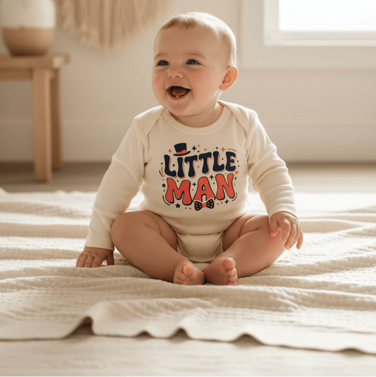 Little Man Long Sleeve Baby Onesie - Toodleroos