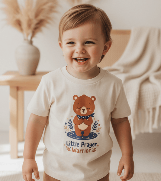 Little Prayer Warrior Bear Toddler Shirt – Faith Tee - Toodleroos