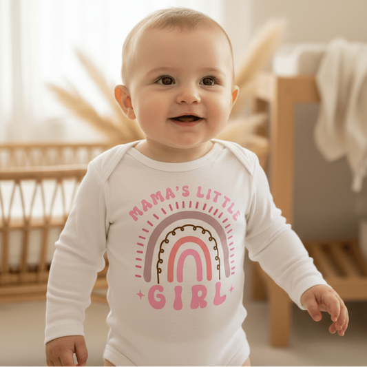 Mama's Little Girl Boho Rainbow Onesie – Baby Girl Bodysuit - Toodleroos