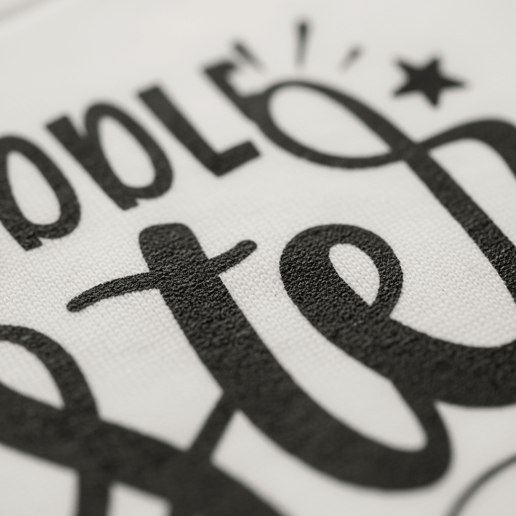 Close-up of bold, black, hand-lettered text on a crisp white surface, highlighted by playful decorative lines, a charming star, and whimsical accent marks—capturing an artistic style that makes the Toodleroos Middle Sister Toddler Shirt – Hand-Lettered Sibling Design a delightful and fun gift for siblings.