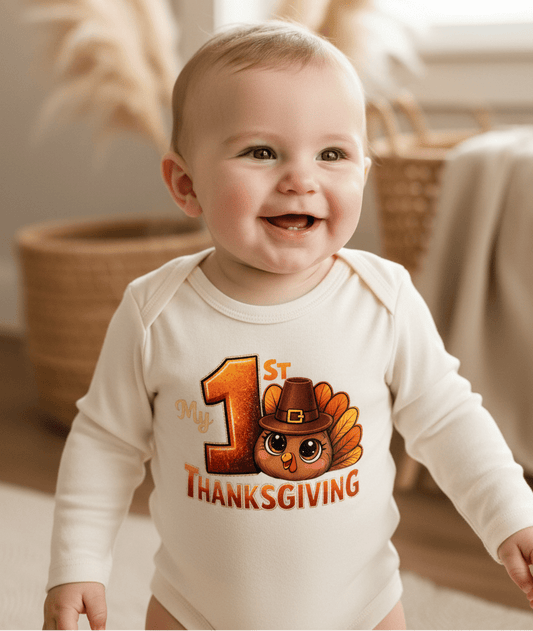 My 1st Thanksgiving Onesie – Baby Turkey Bodysuit - Toodleroos