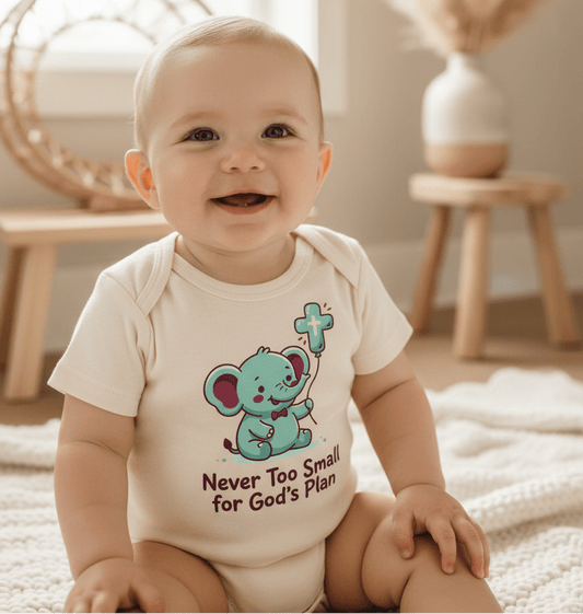 Never Too Small for God's Plan Onesie – Faith Bodysuit - Toodleroos