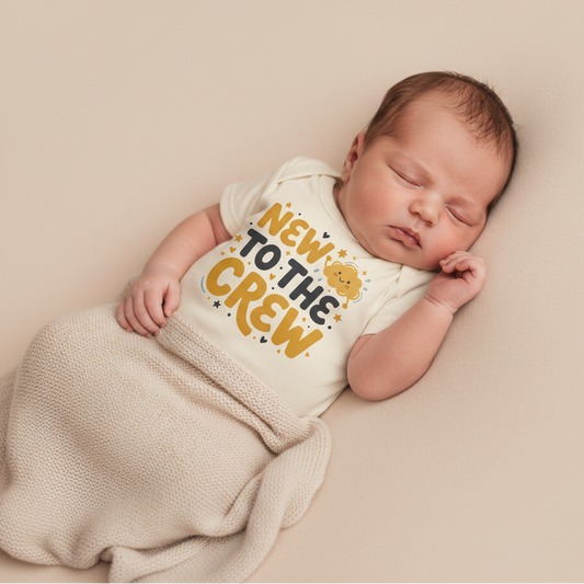 New Baby Announcement Onesie – New to the Crew Short-Sleeve Bodysuit