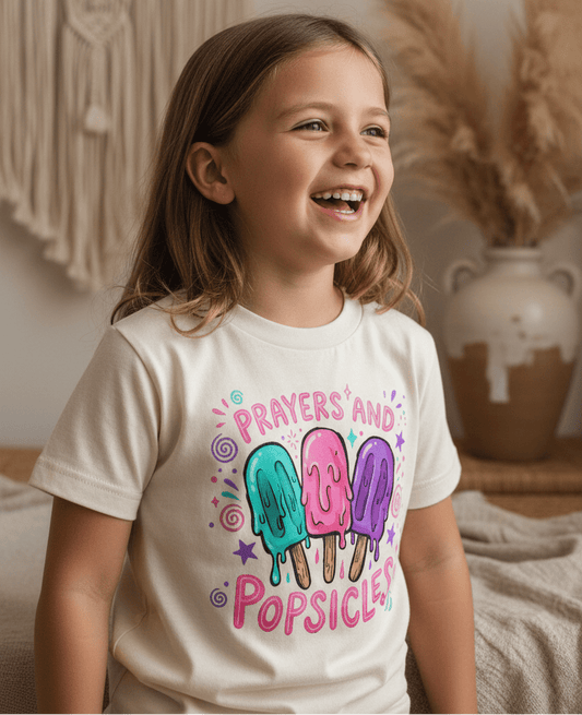 Prayers and Popsicles Kids Shirt – Summer Faith Tee - Toodleroos